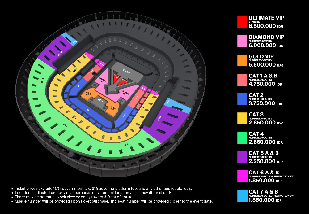 Denah dan kategori tiket BIGBANG XX COSMOS Jakarta di Jakarta International Stadium